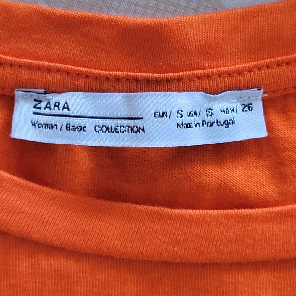 Zara Short Sleeve Top Womens Small Orange Embroidered - Picture 2 of 7